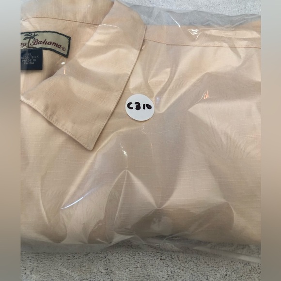 Tommy Bahama 100% Silk Light Orange Palm Tree Textured Hawaiian Shirt XL - Picture 15 of 16